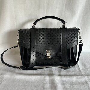 Proenza Schouler Lambskin Perforated Medium PS1 Satchel Black